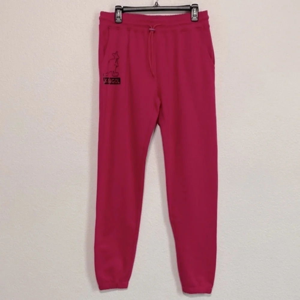 Kangol NEW Hot Pink Cotton Jogger Sweatpants Kangaroo Logo Size M